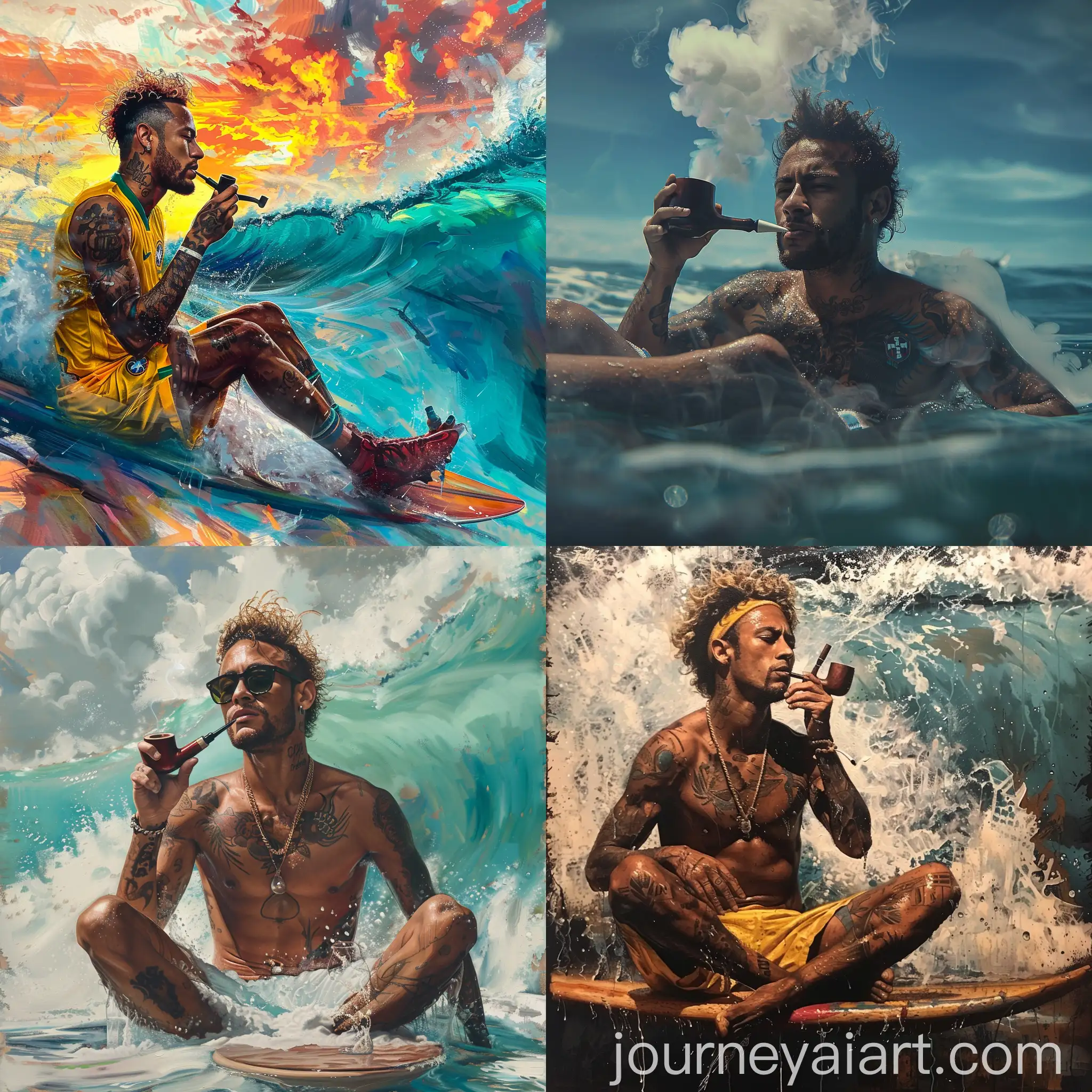 Surfer-Neymar-Smoking-Pipe-on-Board-in-the-Sea