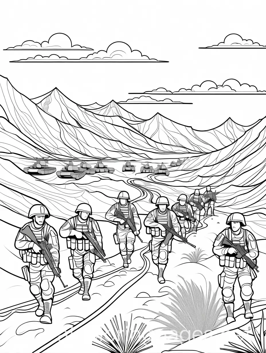 Army-Soldiers-Engaged-in-a-Desert-War-Scene-Coloring-Page