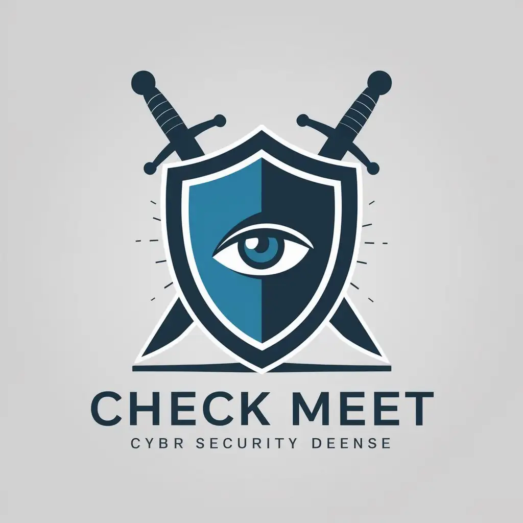 LOGO-Design-For-Check-Meet-Shield-with-Crossed-Swords-and-Sharp-Eye-for-Cyber-Security-Defense