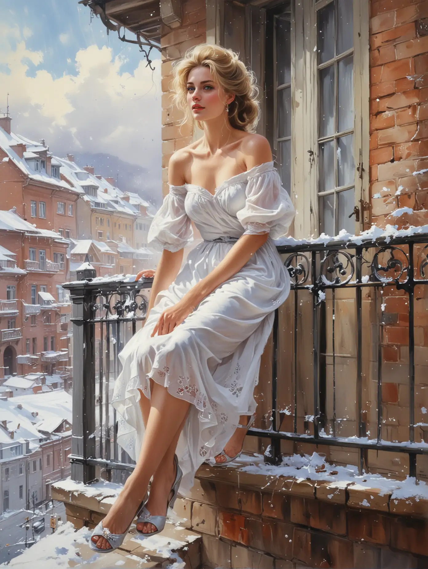 Russian-Princess-in-1980s-USSR-on-Snowy-Balcony