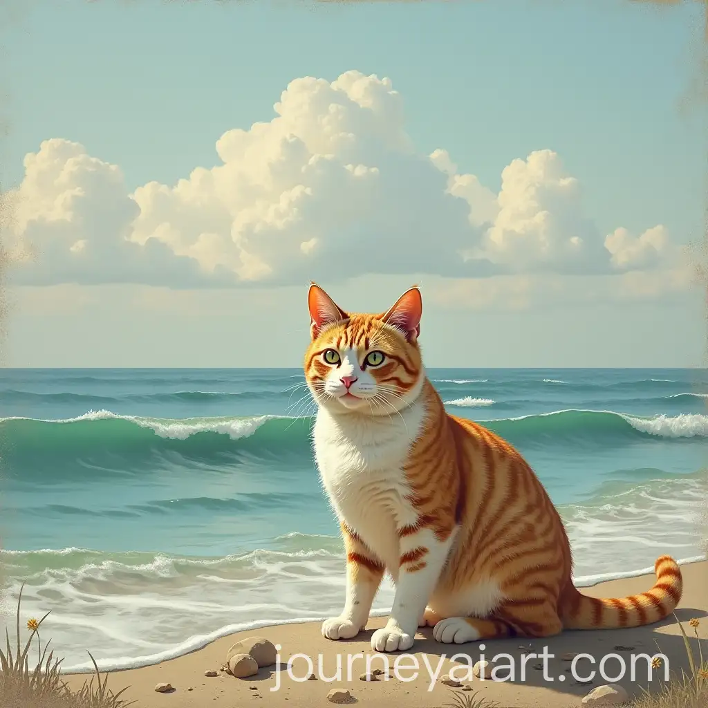 Cat-Enjoying-Serenity-on-the-Seashore