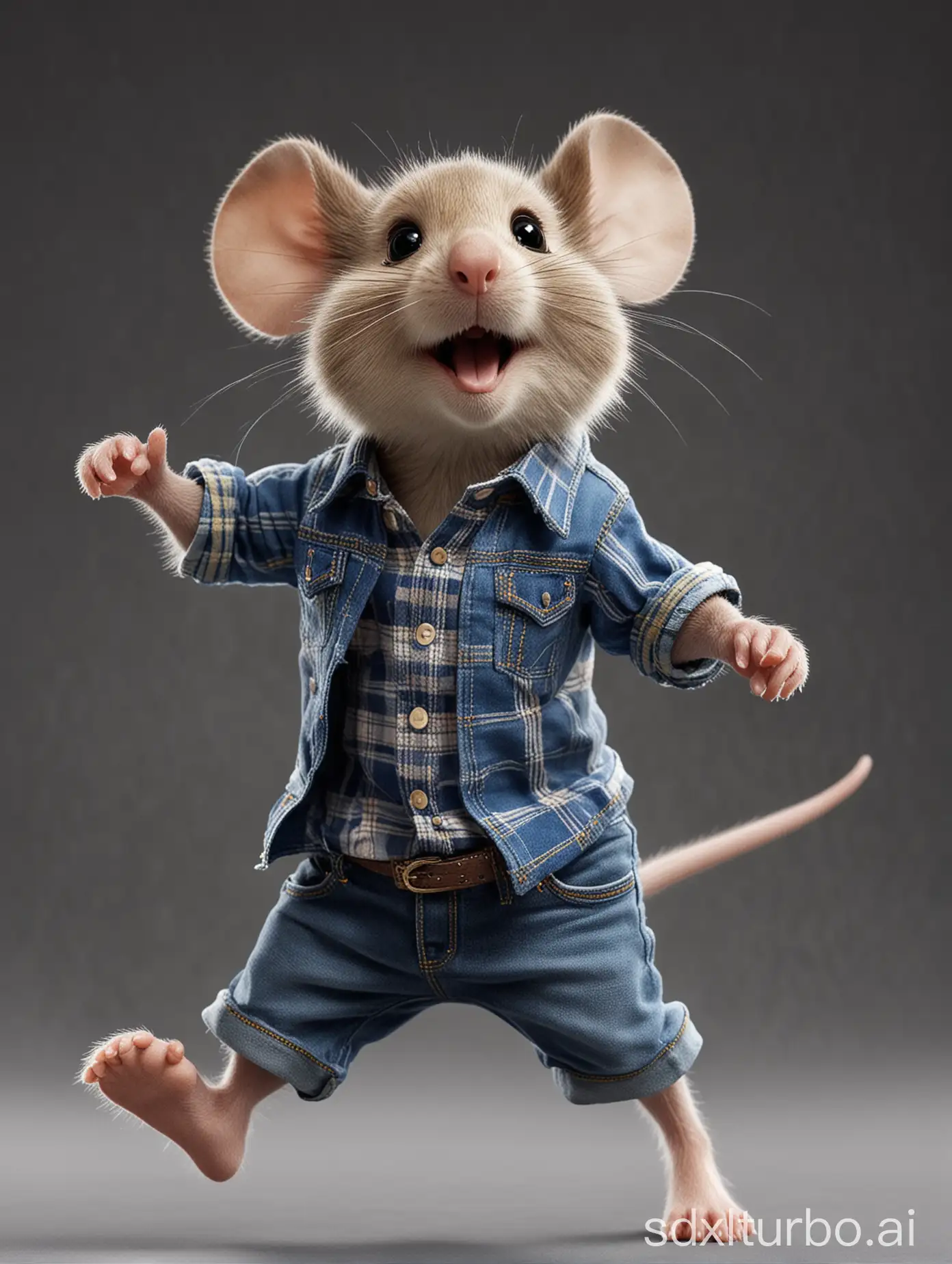 Mouse-Dancing-in-Jeans-and-Checked-Shirt