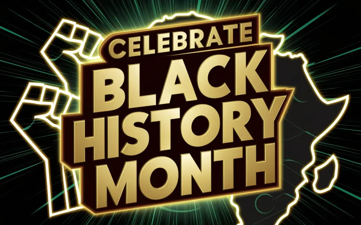 Black-History-Month-Celebration-with-Bold-Gold-and-Red-Text-Fist-Illustrations-and-African-Continent-Outline