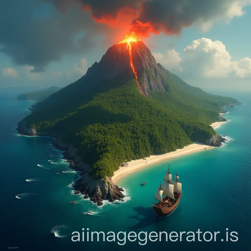 Island-with-a-Volcano-Forest-and-Pirate-Boat-in-aAI-Image-Expansion-Cove