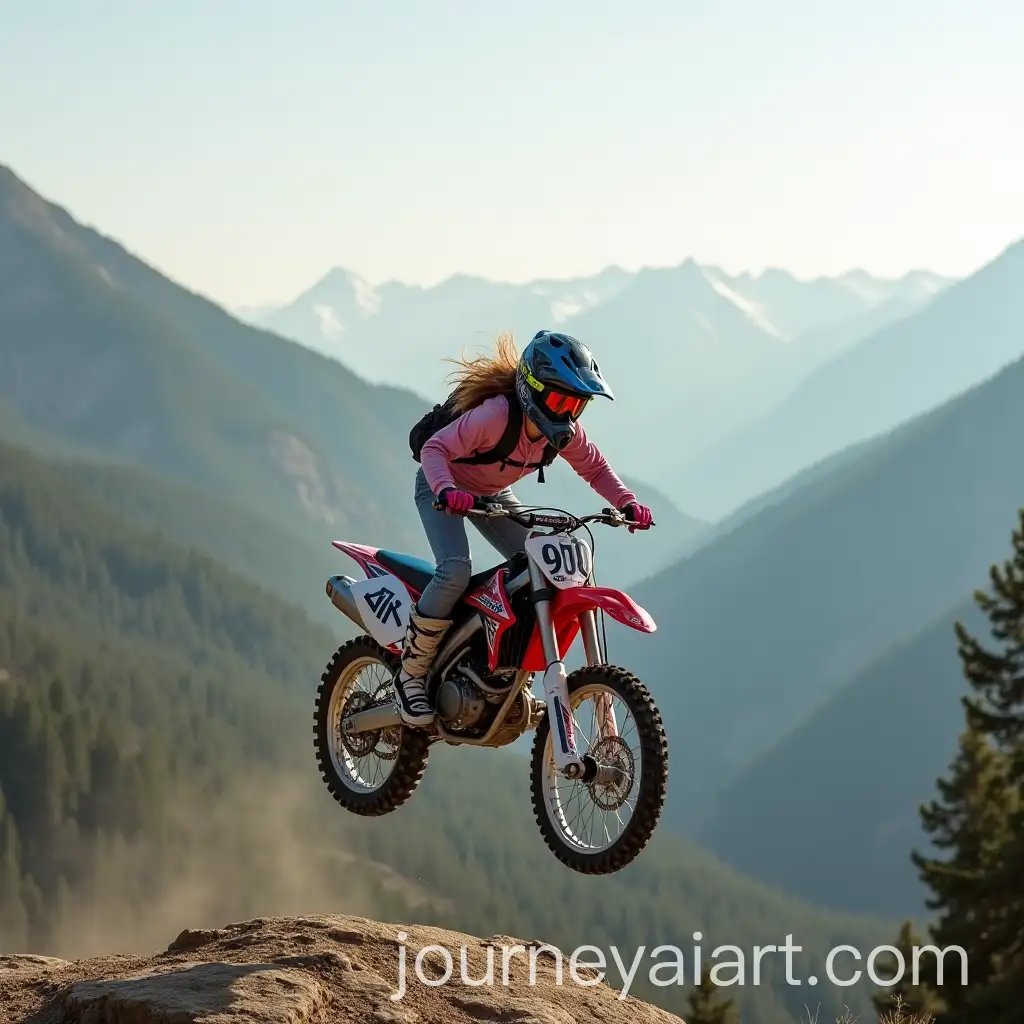Young-Girl-Performing-a-Motorcycle-Jump-from-a-Mountain-Peak