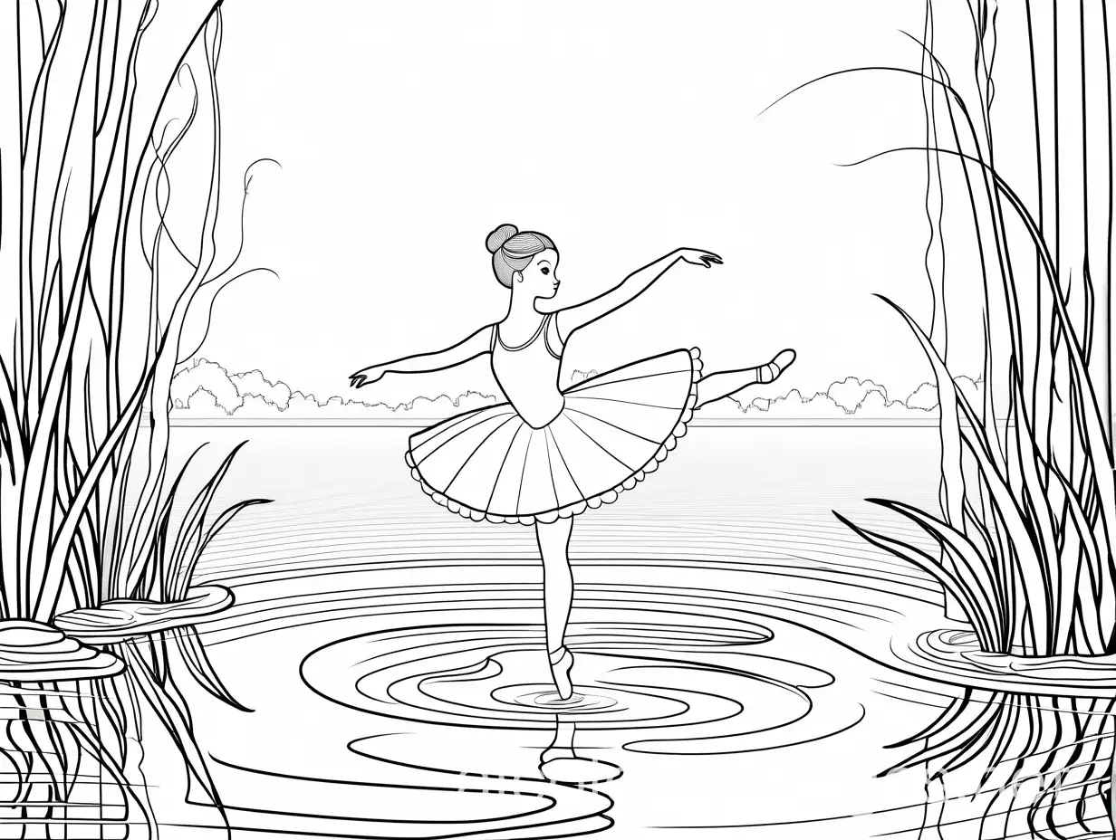 Graceful-Ballet-Dancer-in-a-Mystical-Swamp-Coloring-Page