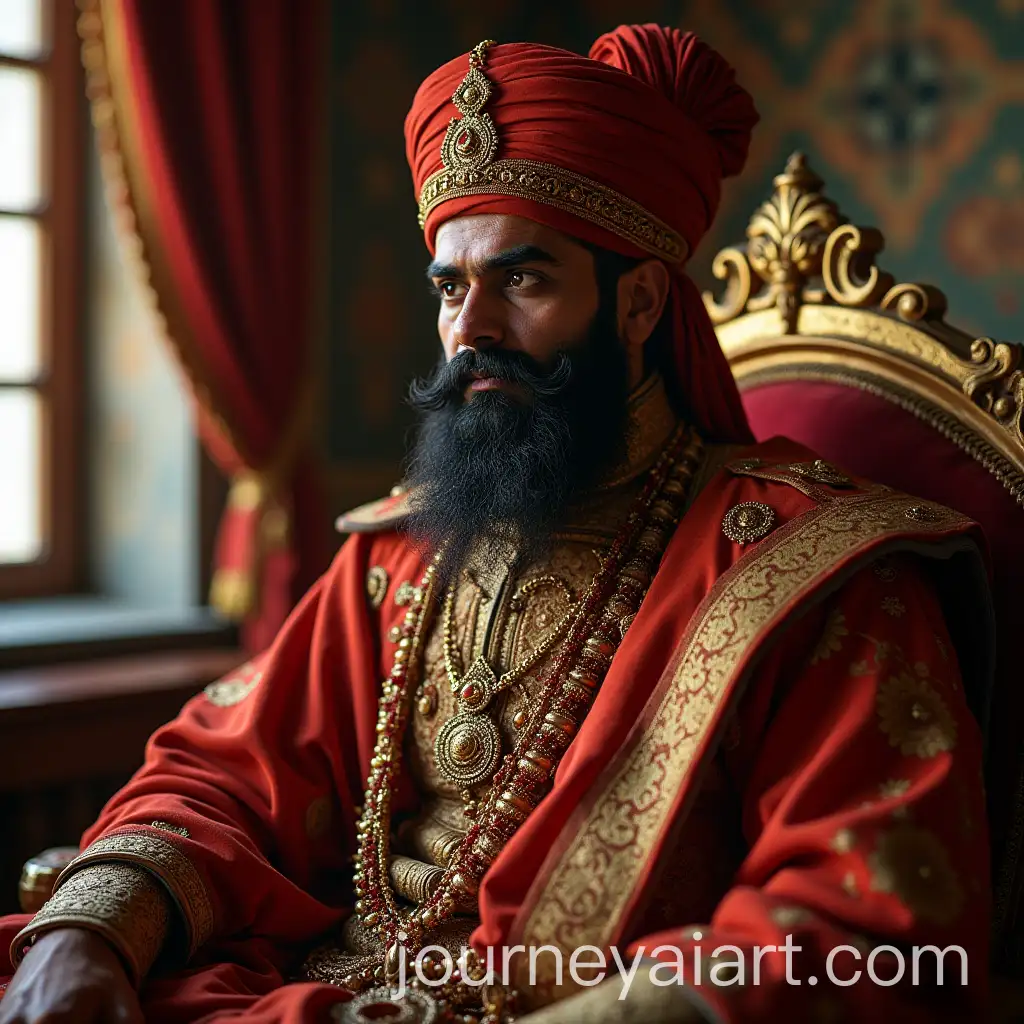 Portrait-of-Chatrapati-Shivaji-Maharaj-Sitting-in-a-Palace