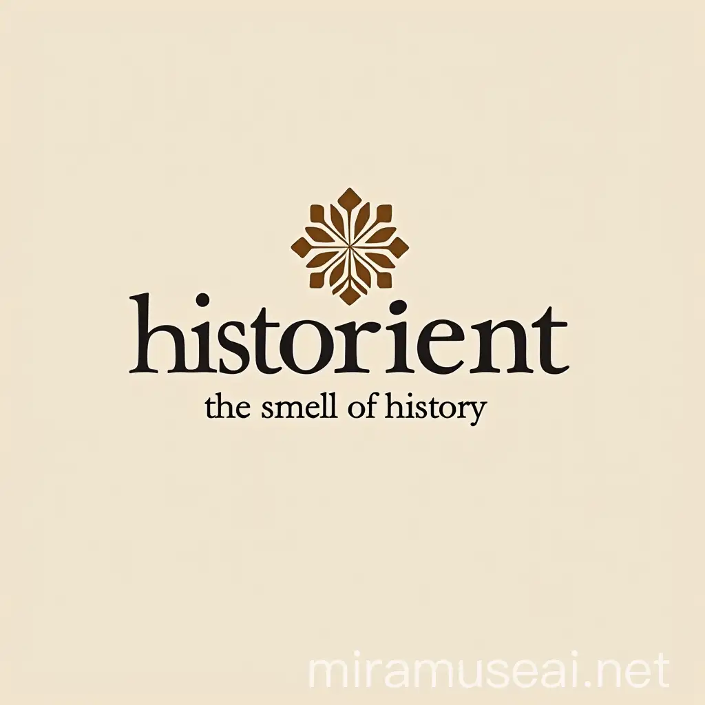 make a logo for a company called : historient . keep it clean , sophisticated , not too flashy , and use rich colors. and under the title there is a text like this: the smell of history