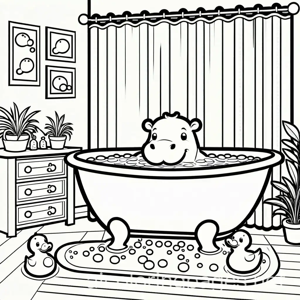 Cute-Baby-Hippo-at-Bath-Time-with-Duckies-and-Bubbles