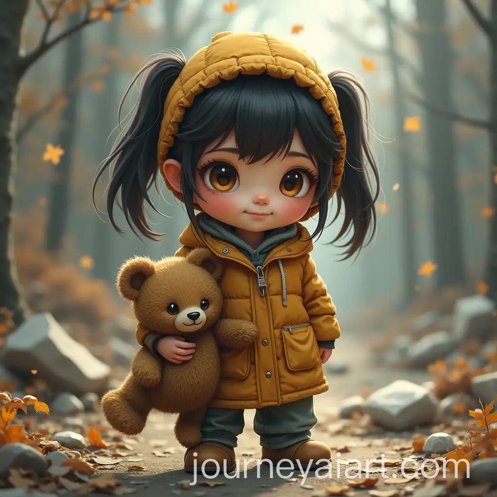 PostApocalyptic-Girl-with-Teddy-Bear-in-Broken-World
