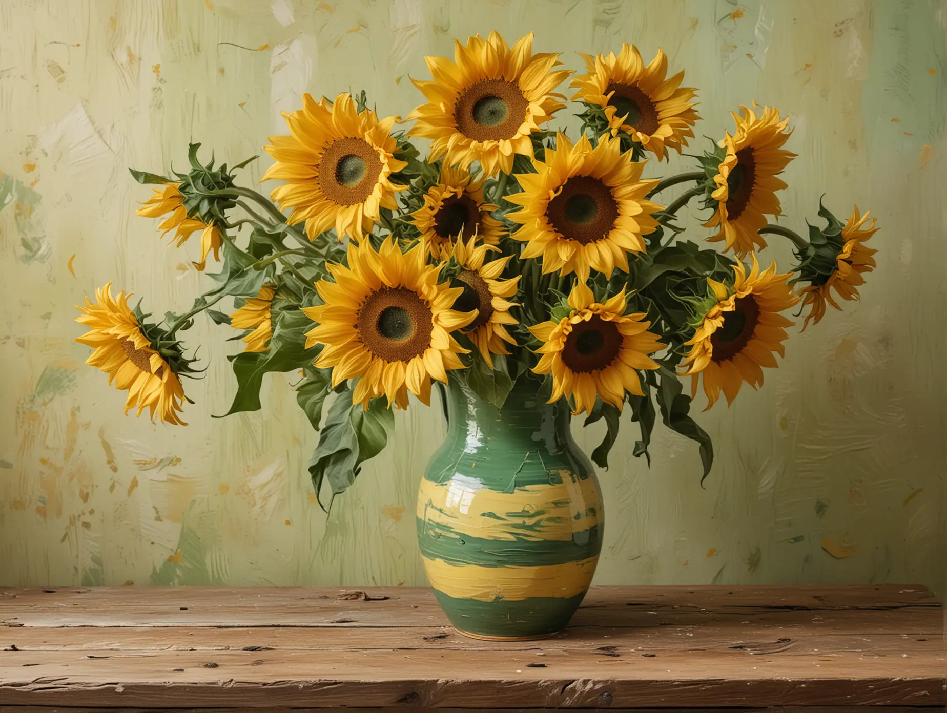 Van-Gogh-Style-Sunflowers-in-Yellow-Vase-Painting