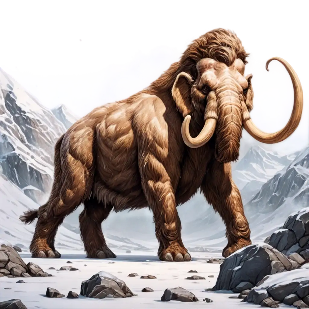 Prehistoric-Mammoth-Fury-PNG-Image-Raging-Tusks-in-Icy-Landscape