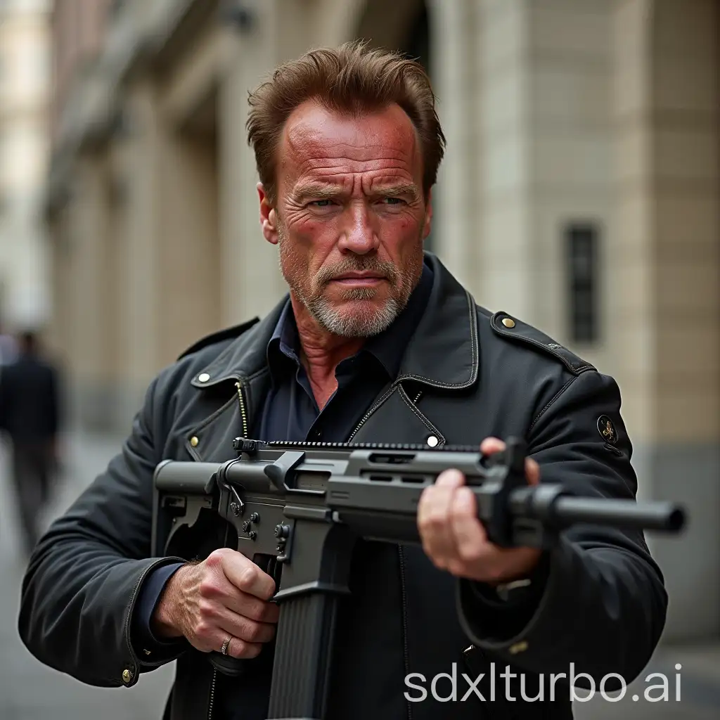 Arnold-Schwarzenegger-with-IWI-Negev-Weapon