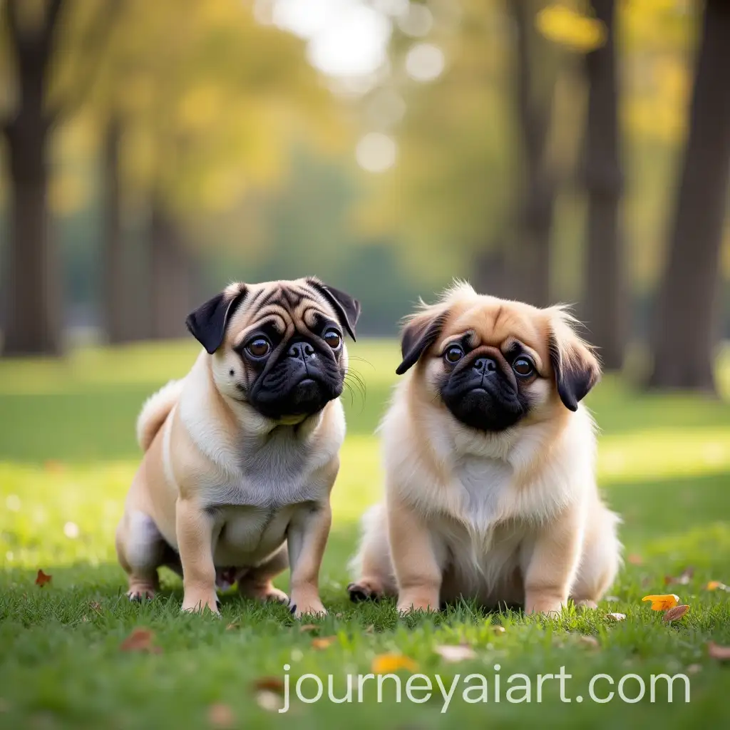 Pug-and-Pekingese-Dogs-Playing-TogetherAI-Image-Prompt-Expansion-in-a-Park