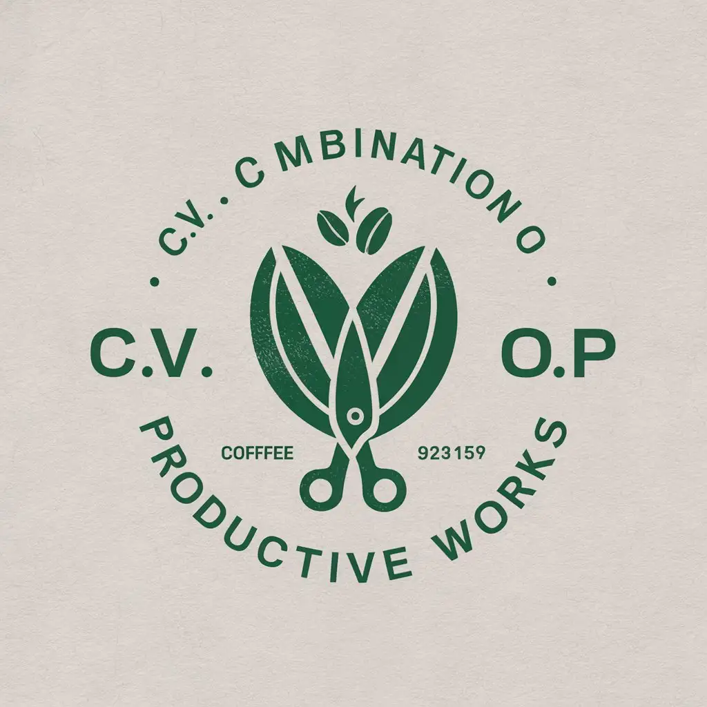 LOGO-Design-For-CV-Green-Bean-Coffee-and-Scissors-with-Clear-Background