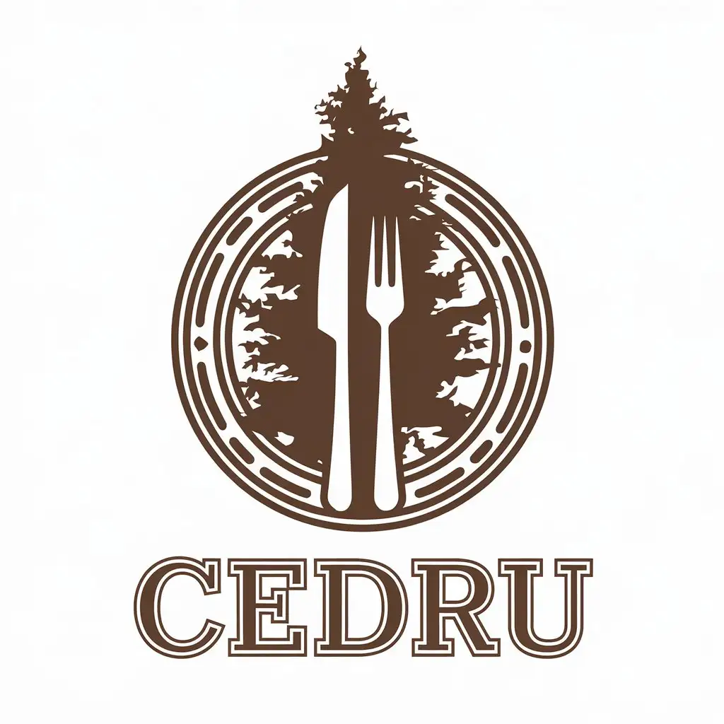 LOGO Design for Cedru Ceder Tree with Knife and Fork for Restaurant Industry