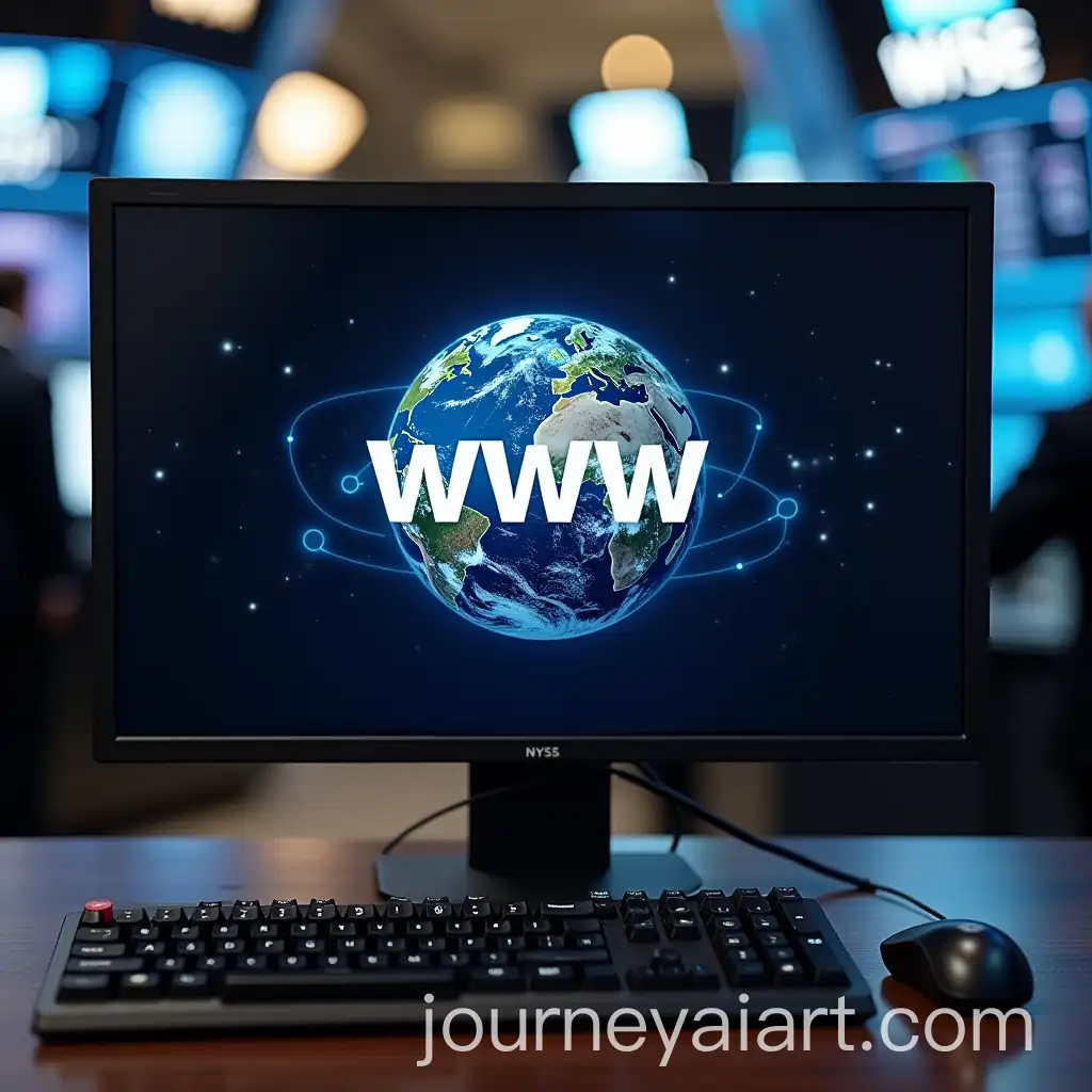 Personal-Computer-Screen-with-Mechanical-Keyboard-and-Global-Connectivity-News-Background