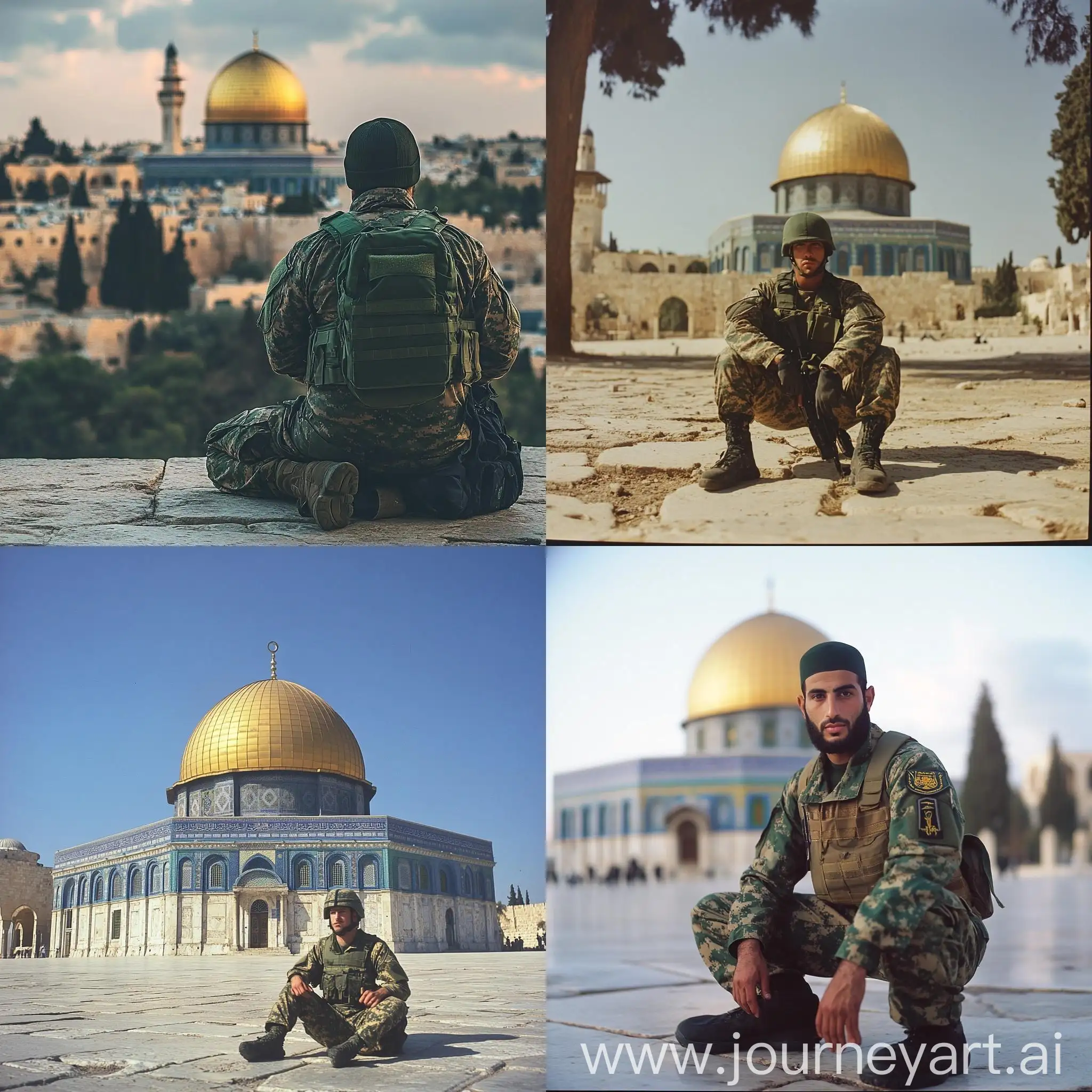 Military-Camouflage-Soldier-at-Dome-of-the-Rock-Palestine