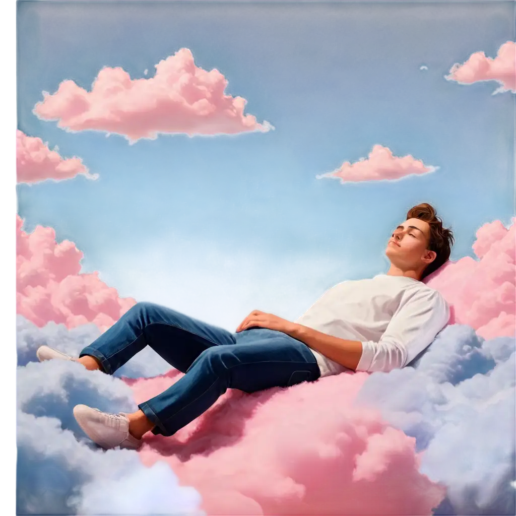 Surreal-Dreamscape-PNG-Stylish-Adult-Boy-Lying-on-Fluffy-Clouds-with-Pastel-Gradient-Sky-and-Cinematic-Lighting