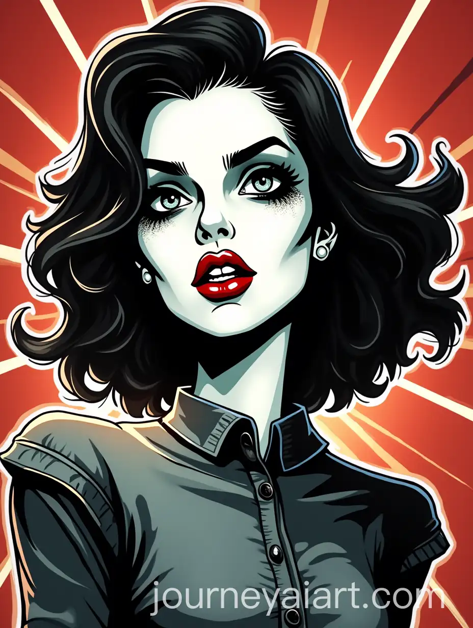 Tall-Woman-with-Ghostly-Pale-Face-and-Dark-Circles-in-Dynamic-American-Comic-Style