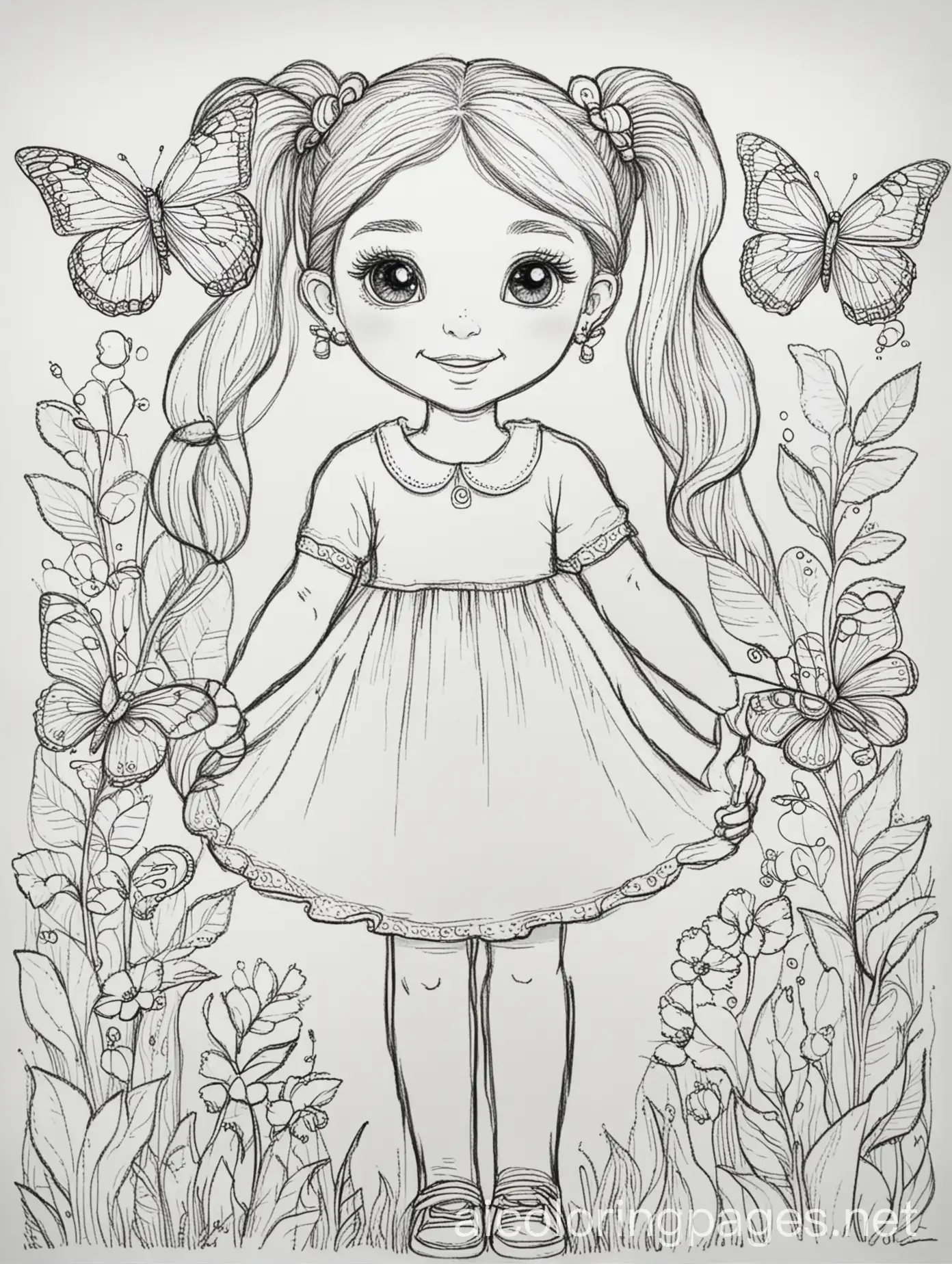 Playful-Little-Girl-Coloring-Page-for-Kids