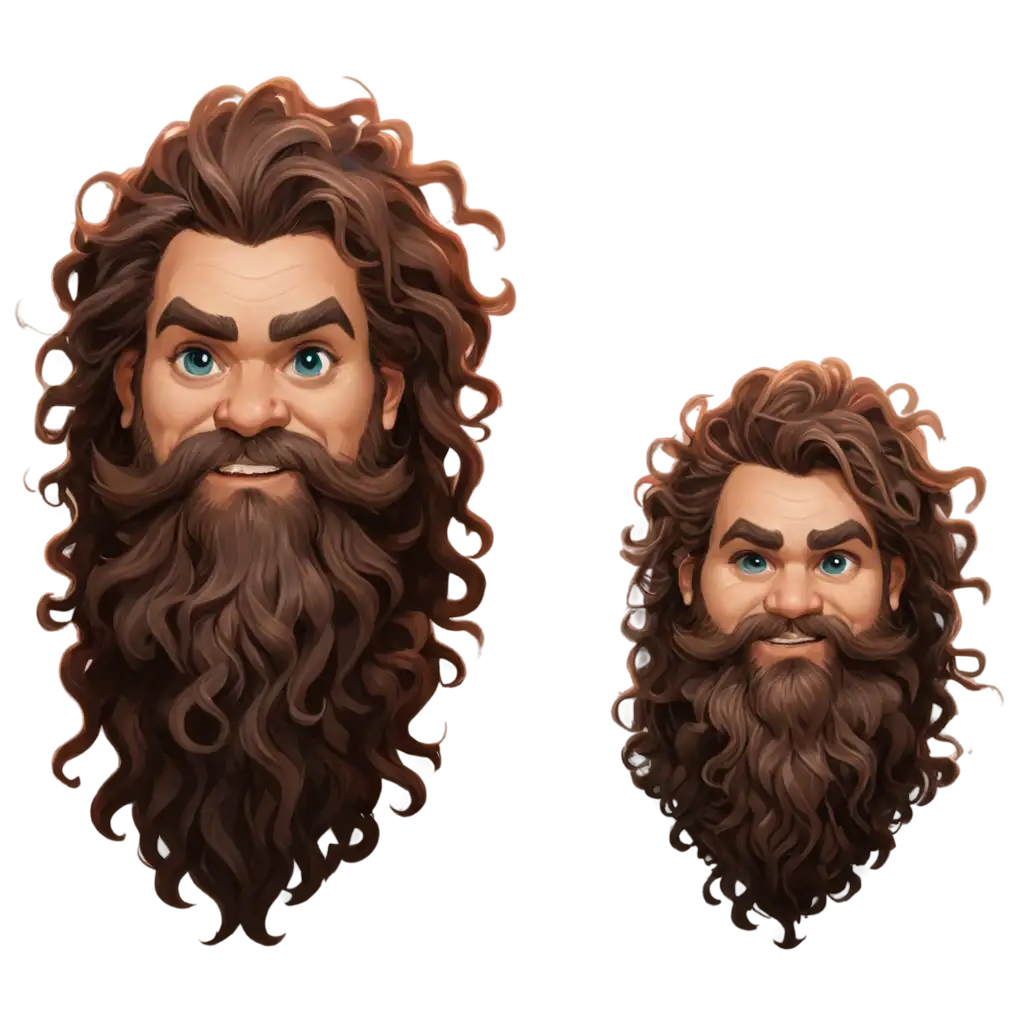 2D-Dwarf-DND-Portrait-with-Crazy-Curly-Hair-and-Beard-PNG-Image-for-RPG-and-Fantasy-Art