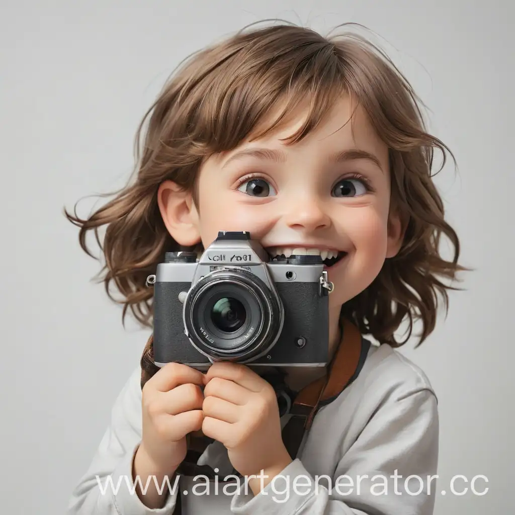 Child-Holding-Camera-Smiling-Against-White-Background