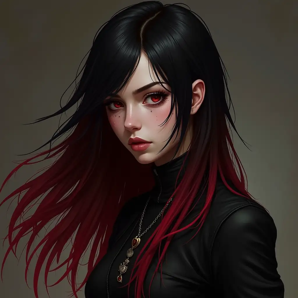 Female Human Slayer Black And Red Hair