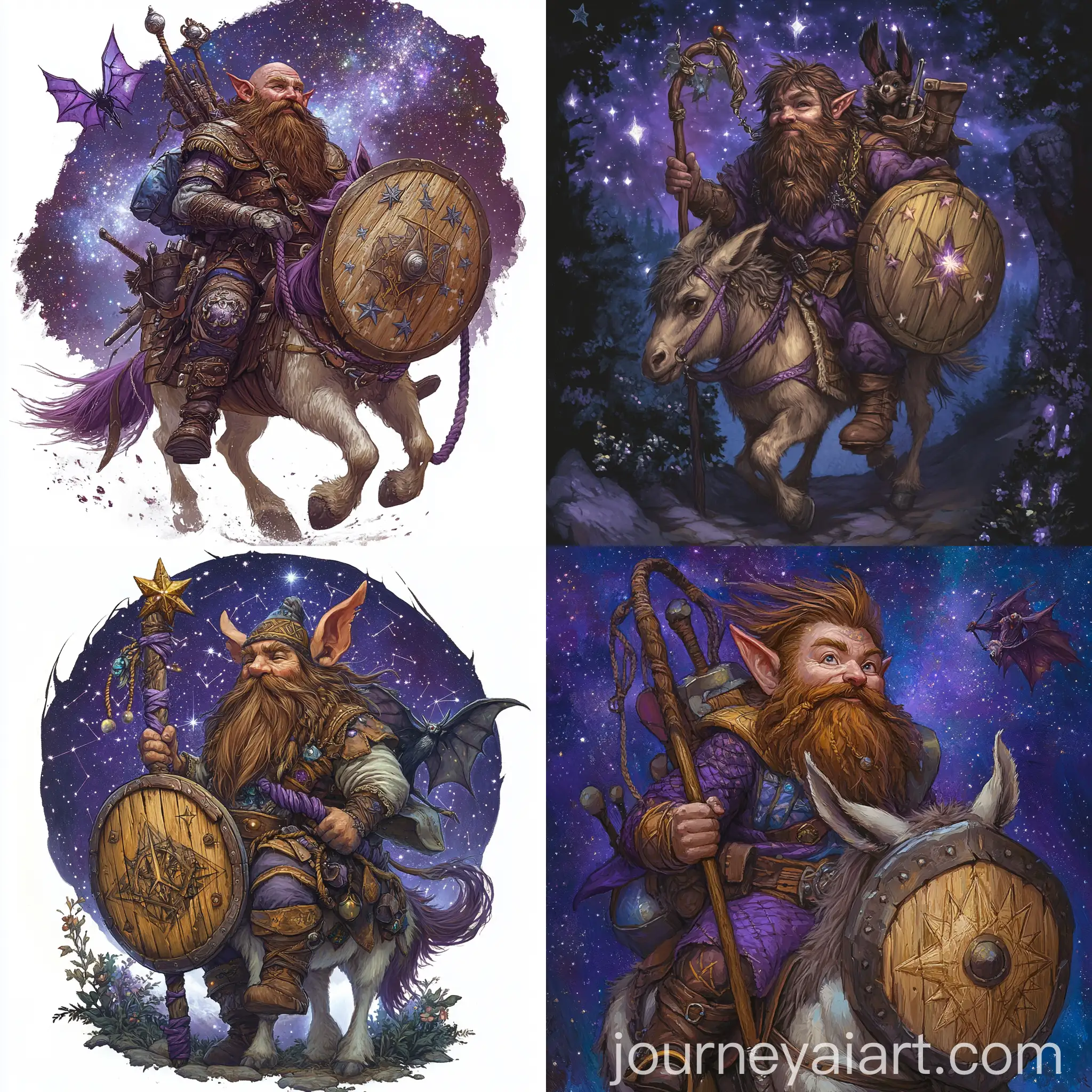 Druid-Dwarf-with-Starry-Shield-and-Fay-Bat-Familiar-in-Night-Sky-Circus-Setting
