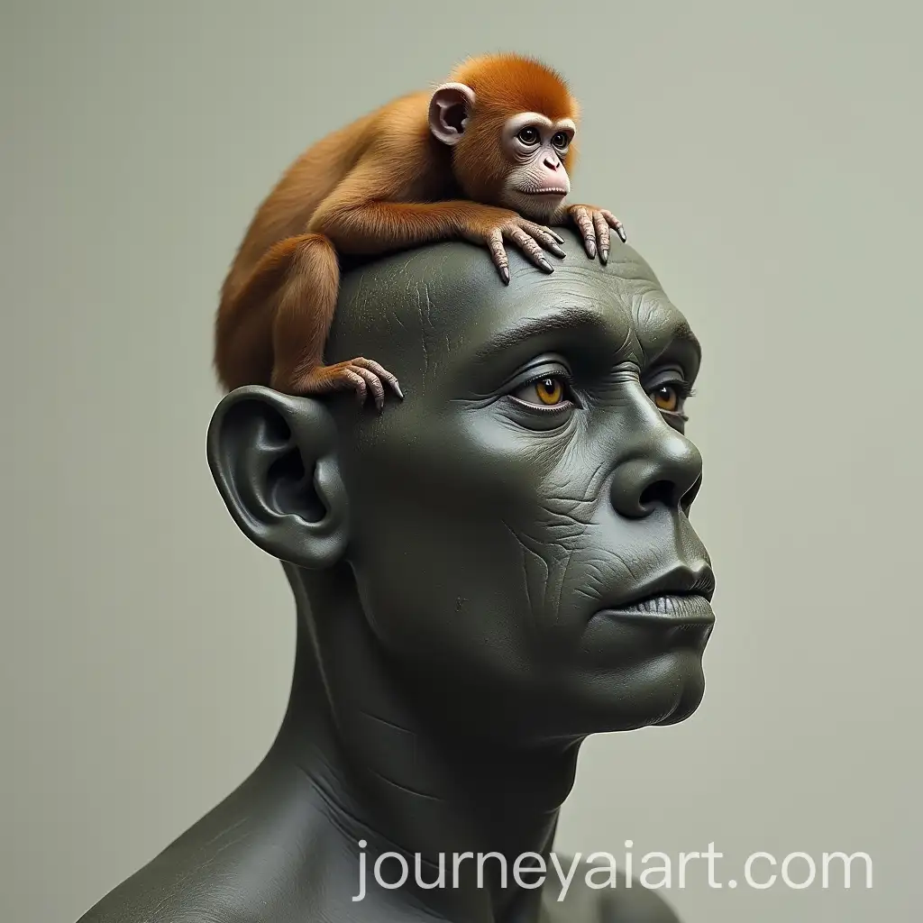 Human-Head-with-Monkey-Head-on-Top-in-Surreal-Conceptual-Art