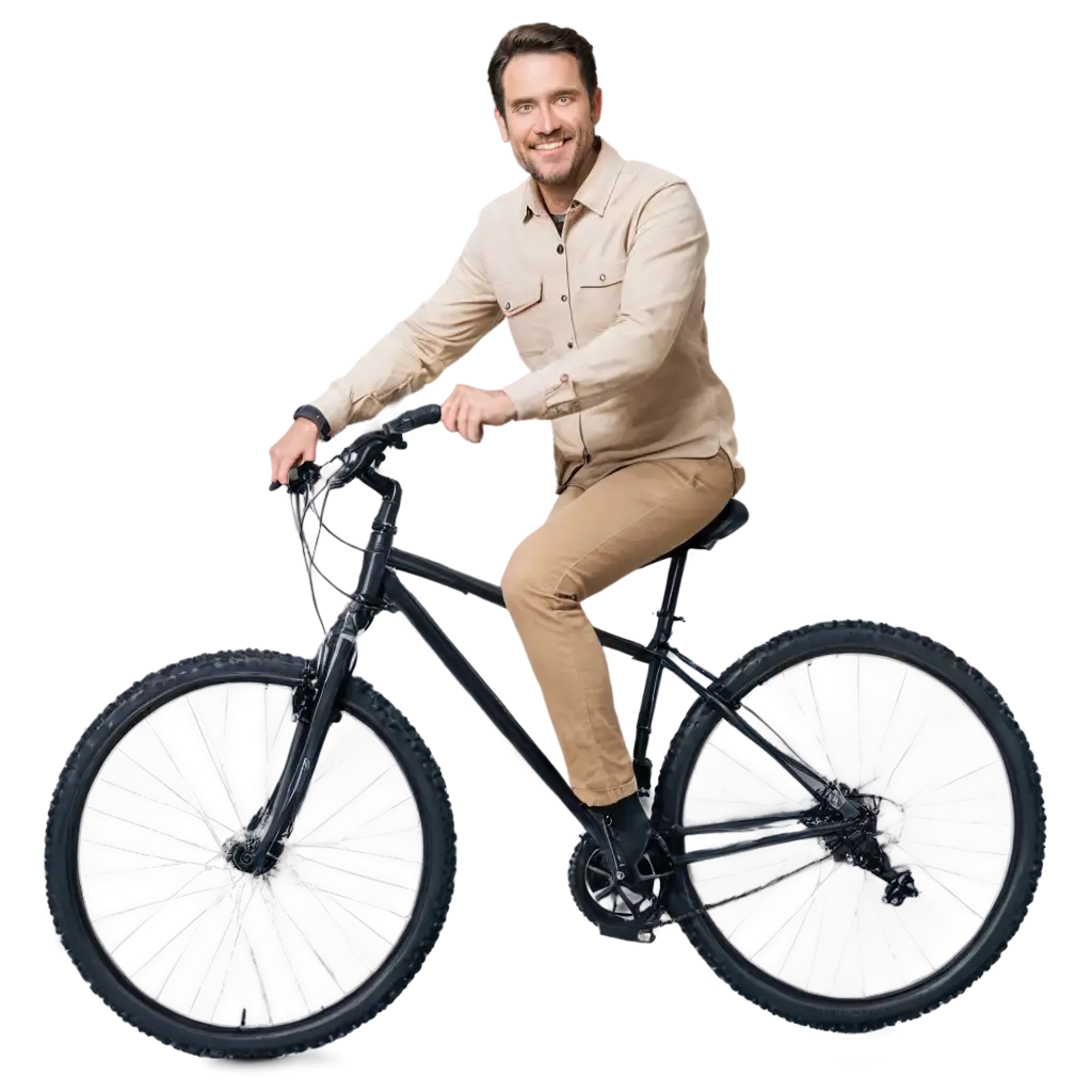 Smiling-Man-on-a-Black-Mountain-Bike-PNG-Image-for-Versatile-Usage