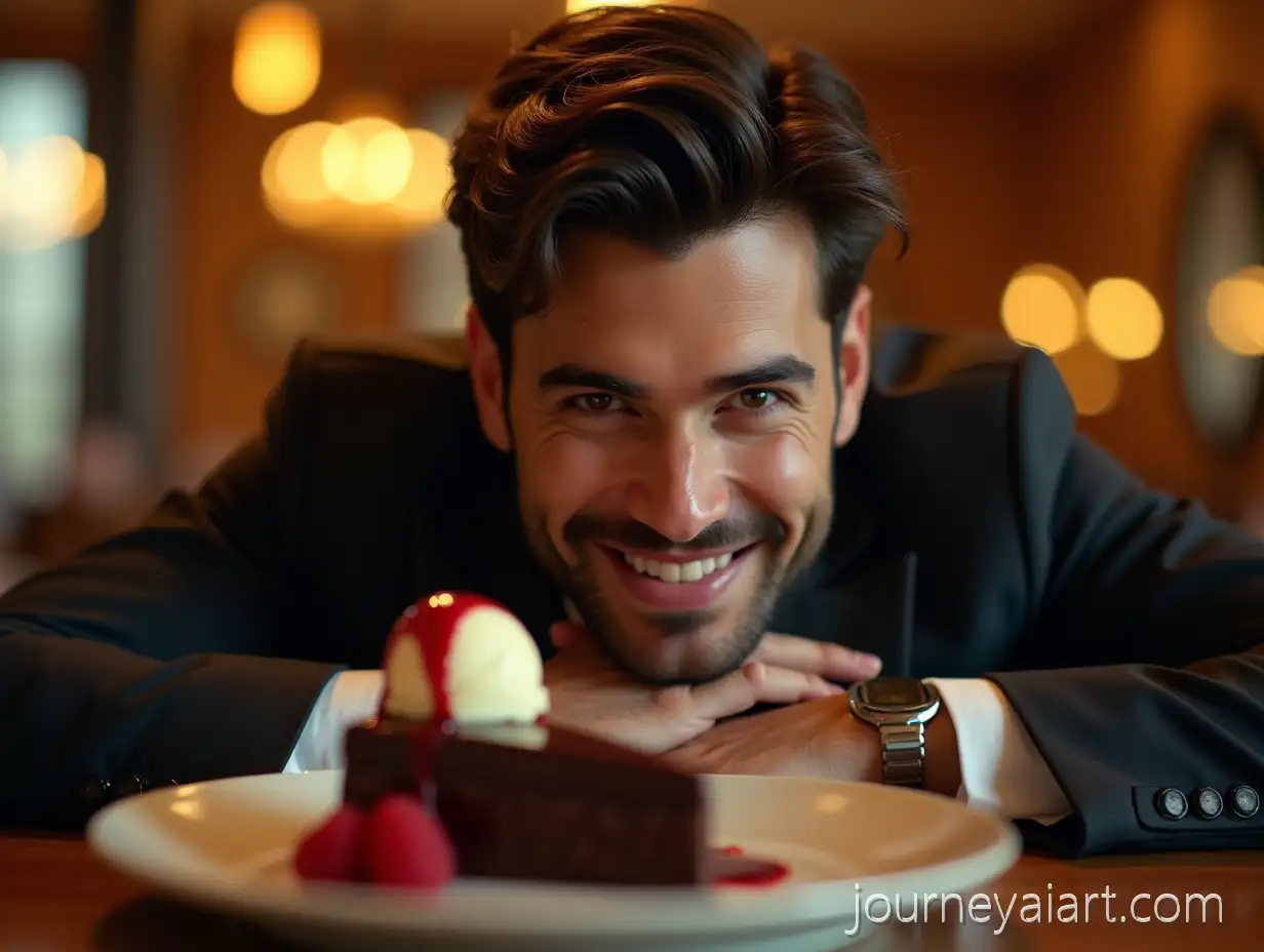 CharismaticCharismatic-man-at-restaurant-Man-Enjoying-Dessert-in-Exclusive-Restaurant-Setting