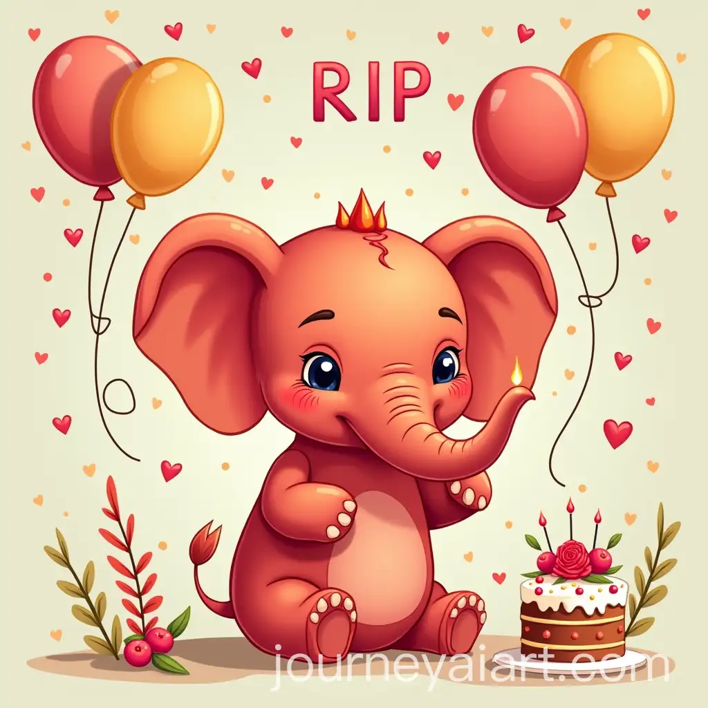 Cheerful-Memorial-Card-for-a-Beloved-Red-Elephant-Named