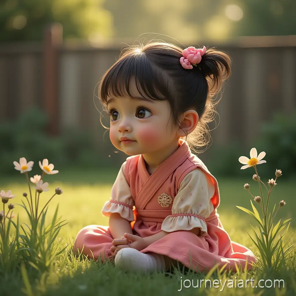 ThoughtLittle-girl-in-gardenful-Little-Girl-in-Eastern-Garden-Setting