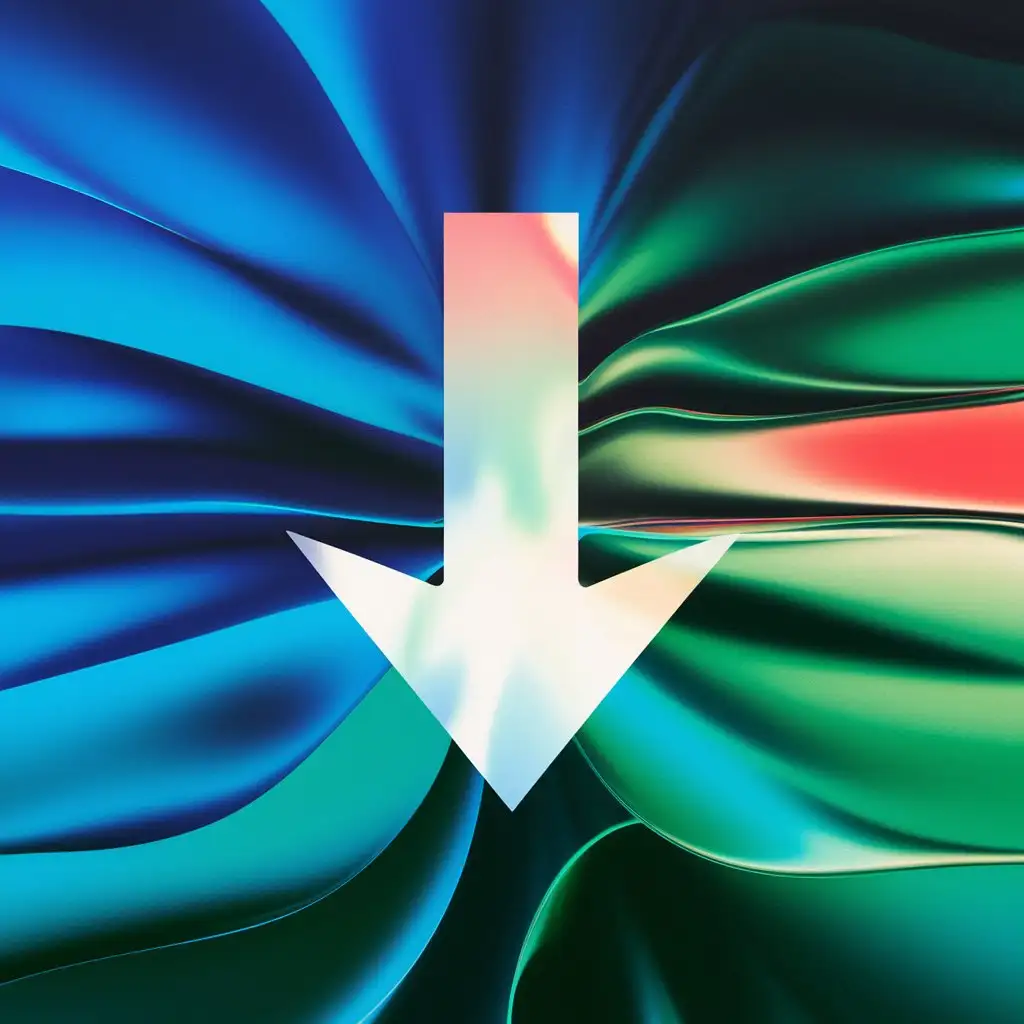 Colorful Arrow Pointing Downward in Blue and Green Hues