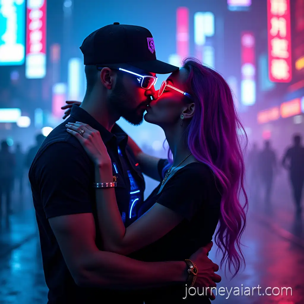 Couple-Embracing-in-CyberpunkCyberpunk-Couple-Embrace-City-with-Neon-Lights-and-Futuristic-Style