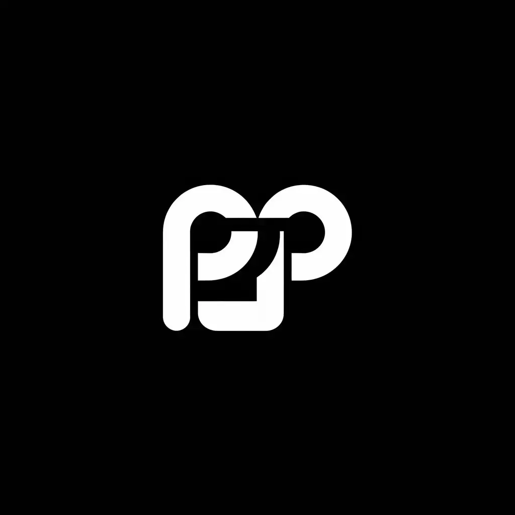 LOGO Design for PP Minimalistic Black White Lettering with Clear Background