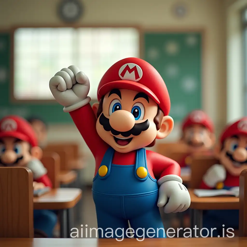 Mario-Bros-Raising-His-Hand-in-Classroom-Setting