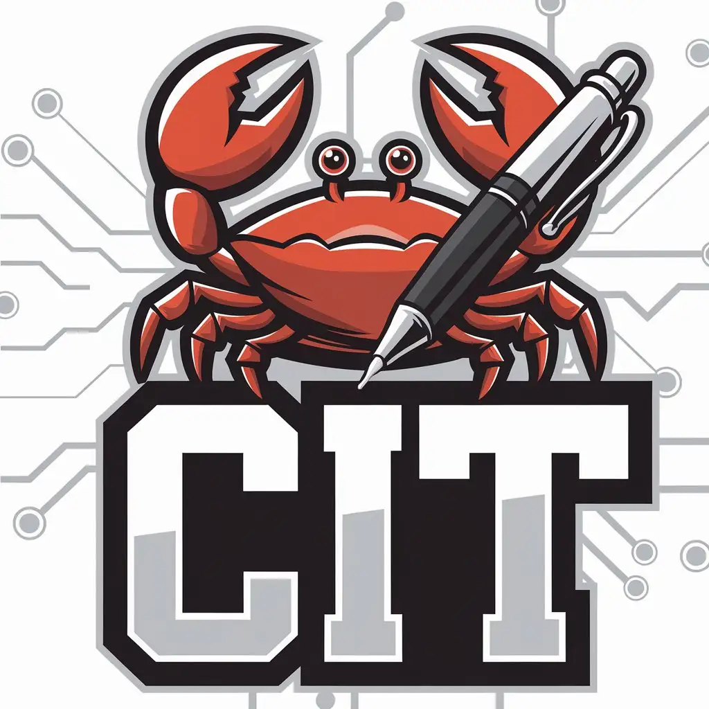 LOGO Design for CIT Modern Crab Holding Pen Symbol on Circuit Design Background