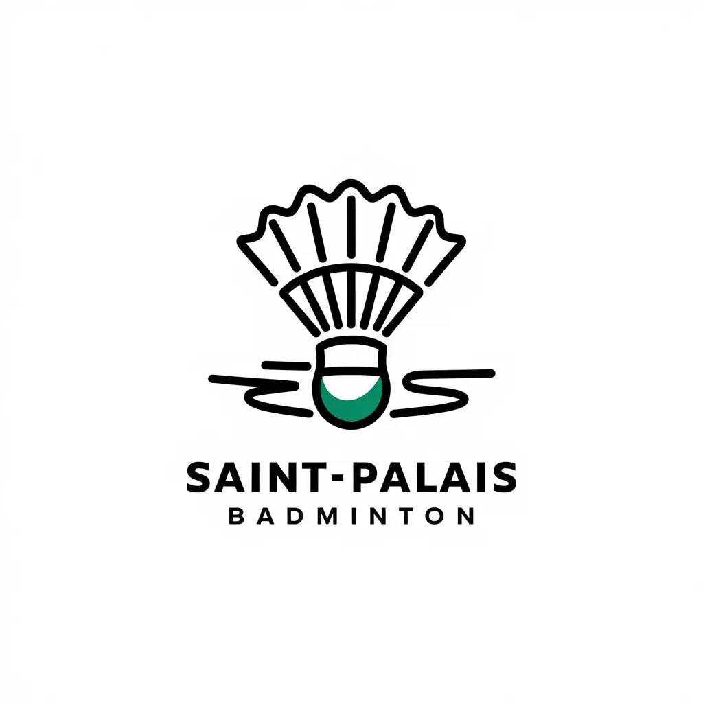 LOGO Design for SaintPalais Badminton Thin Line Art Shuttlecock Icon with Wavy Line and Soft Rounded Corners