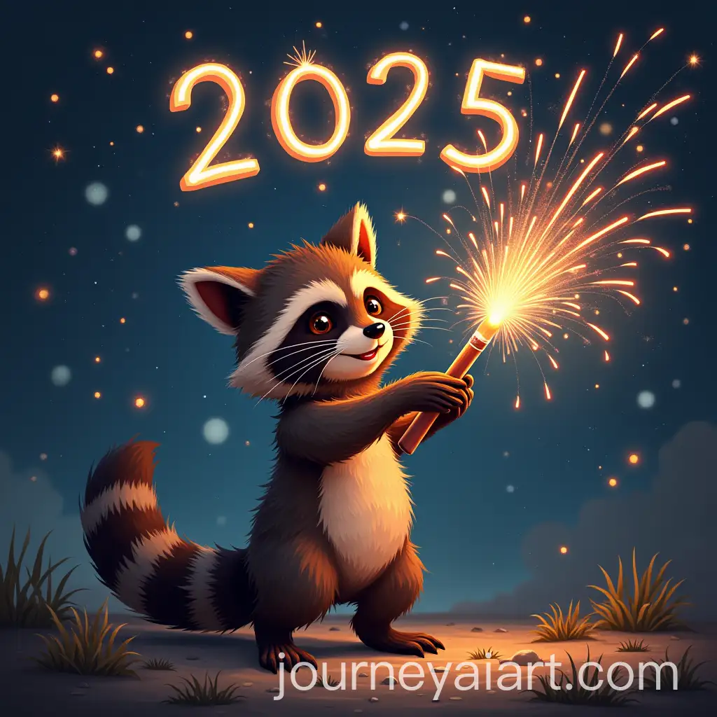 Raccoon-Setting-Off-Fireworks-and-Celebrating-New-Year-2025