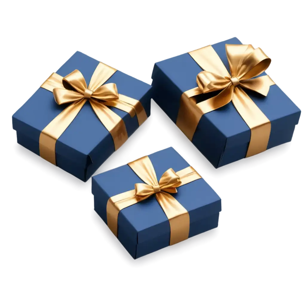 3D-Model-of-a-Gift-Box-Wrapped-in-Metallic-Navy-Blue-Paper-with-Gold-Bow-PNG-Image