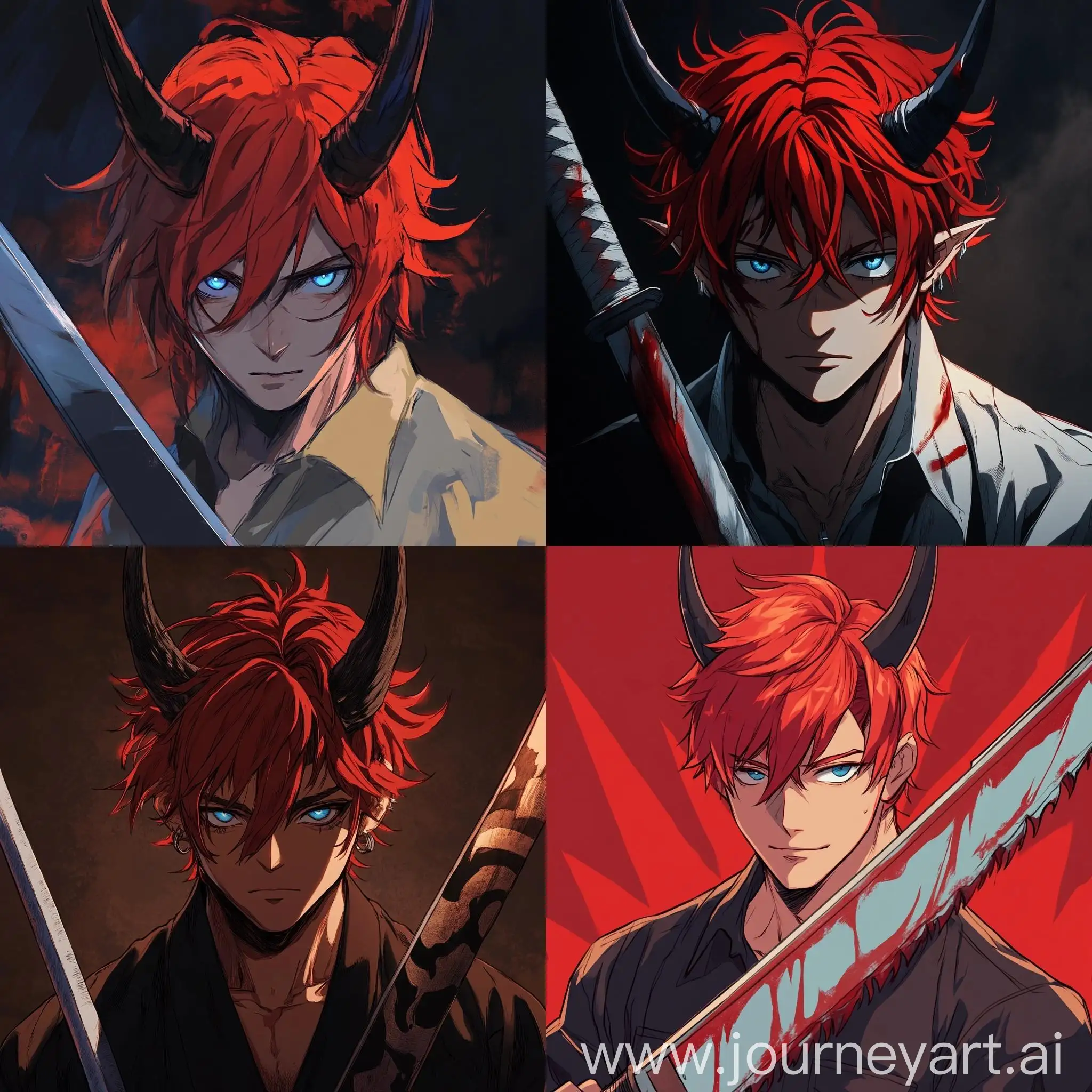 Character-Design-Chainsaw-Man-OC-with-Red-Hair-Horns-Blue-Eyes-and-Big-Katana