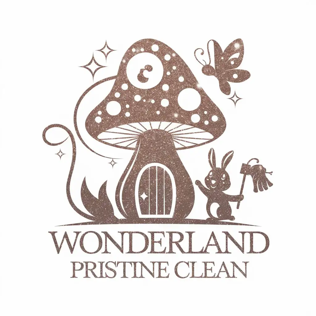 LOGO Design for Wonderland Pristine Clean Glittery Mushroom Bunny with Rag Butterfly with Spray Theme