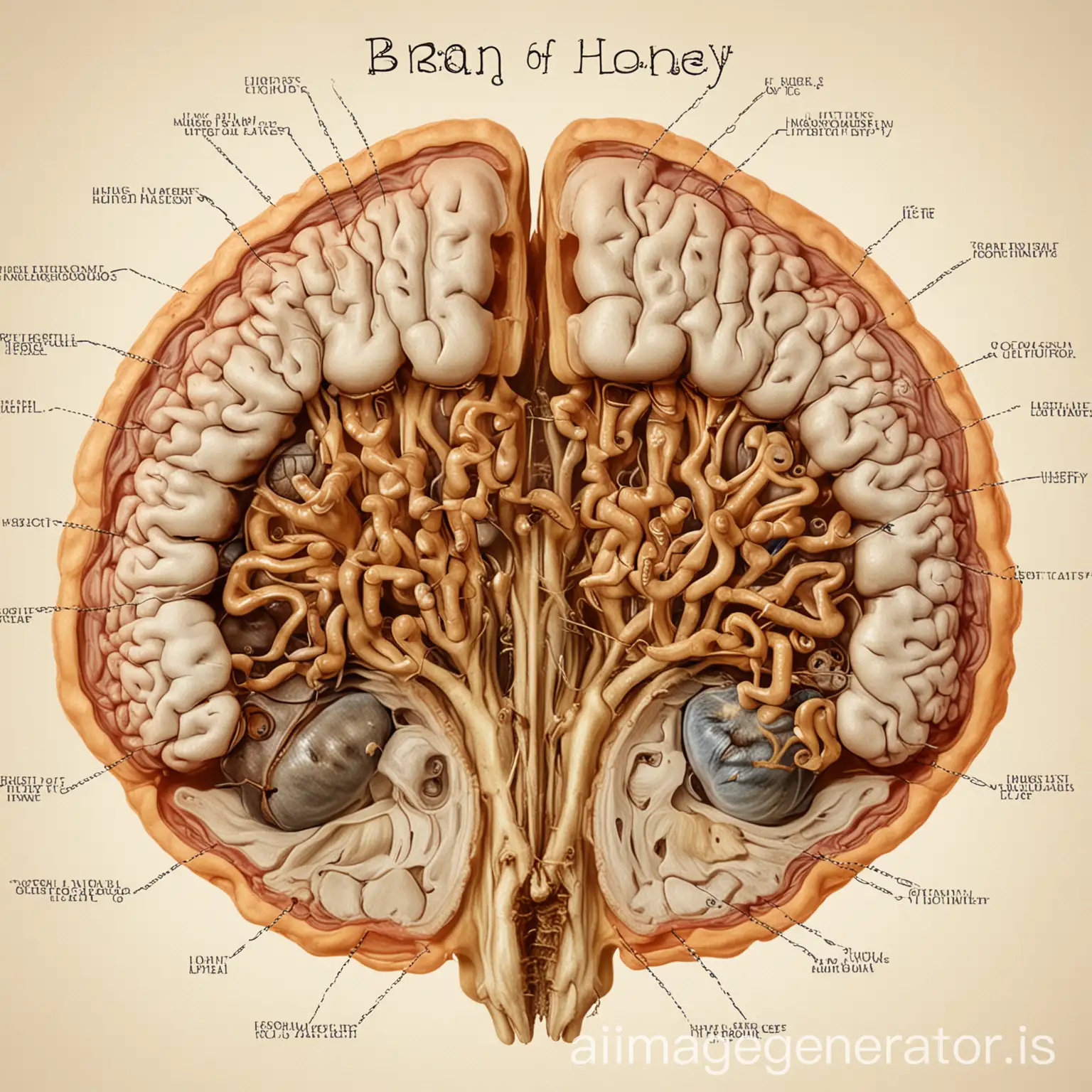 label diagram of Brain of honey bee showing optic lobe, mushroom bodies , antennal lobe and central complex