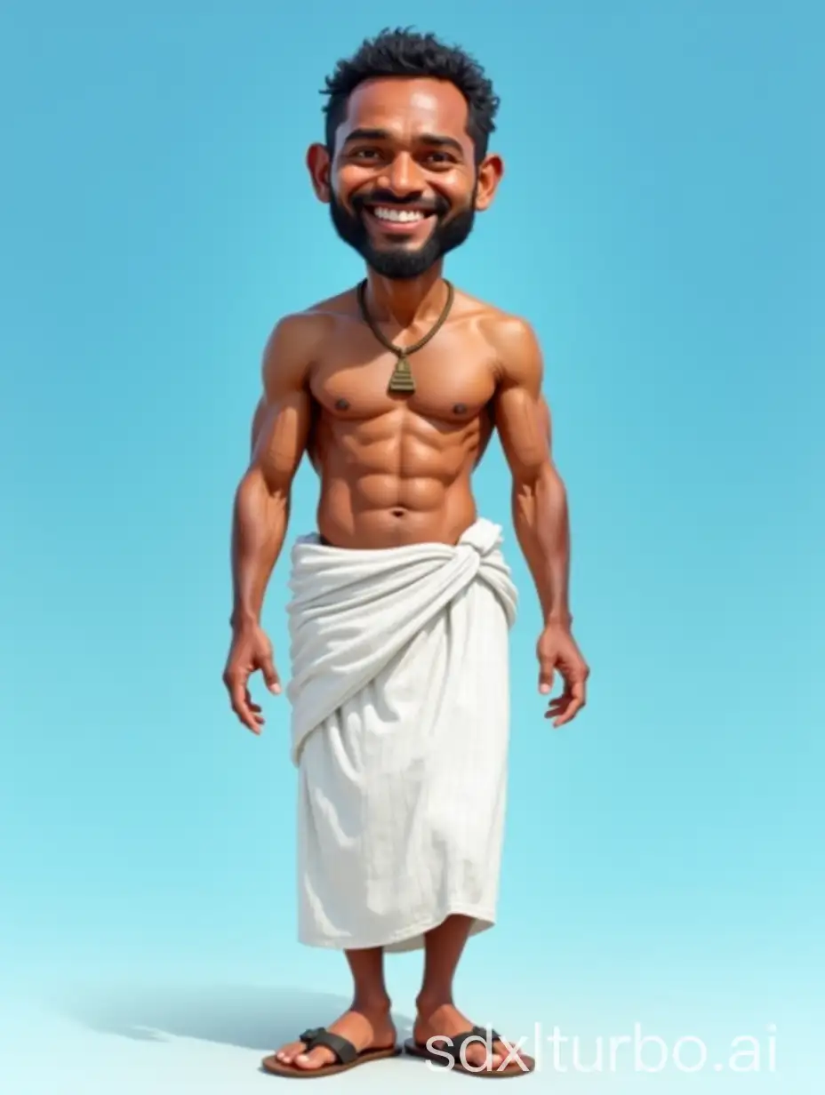 Detailed-Realistic-Caricature-of-a-40YearOld-Sri-Lankan-Man-in-Traditional-White-Sarong-Attire