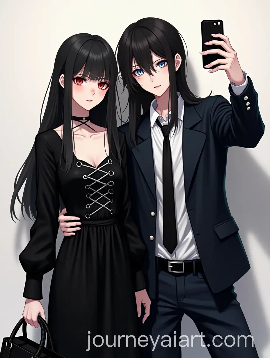 Elegant-Couple-in-Fashionable-Attire-with-Selfie-Pose