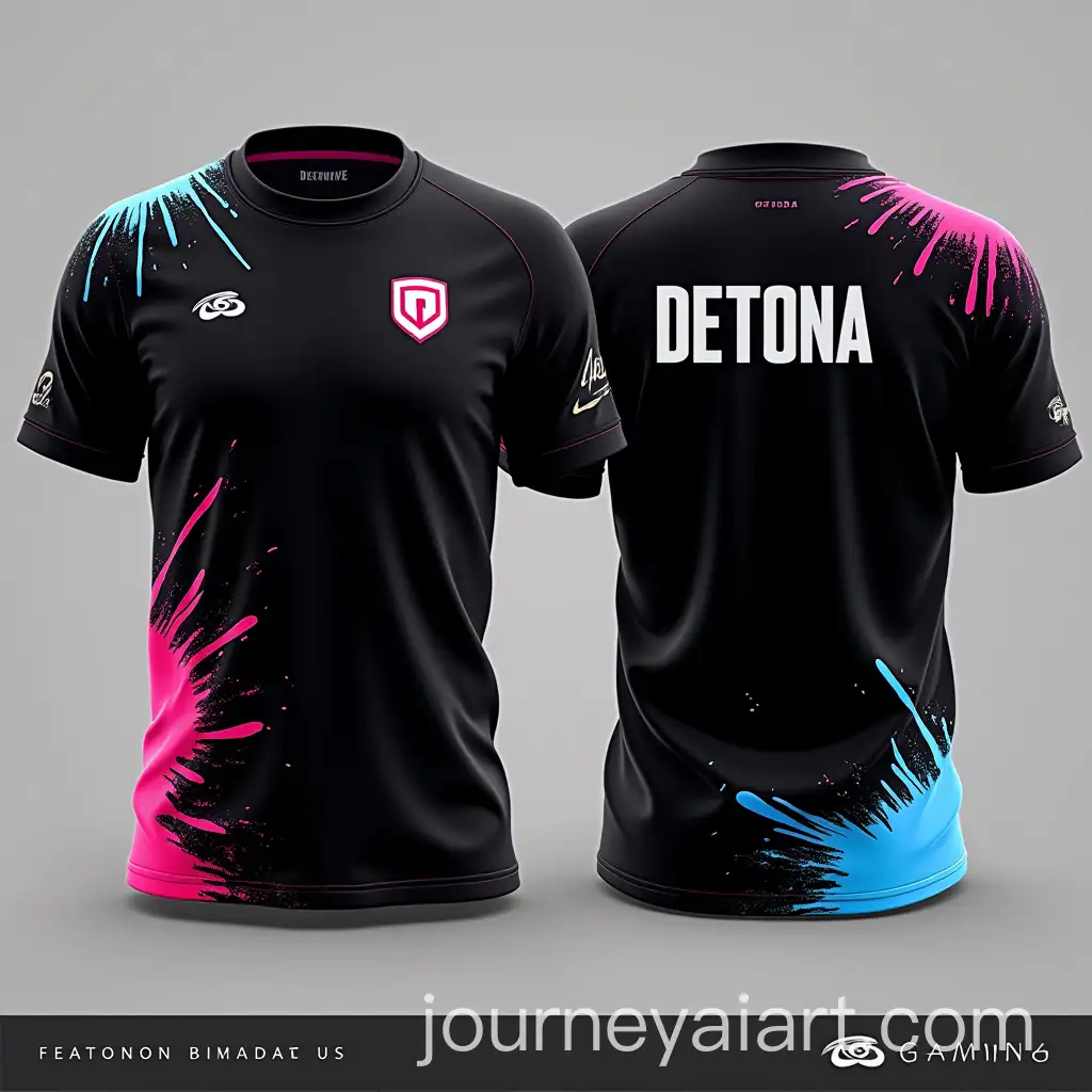 Minimalistic-Black-Esports-Jersey-Concept-with-Pink-and-Light-Blue-Paint-Splashes
