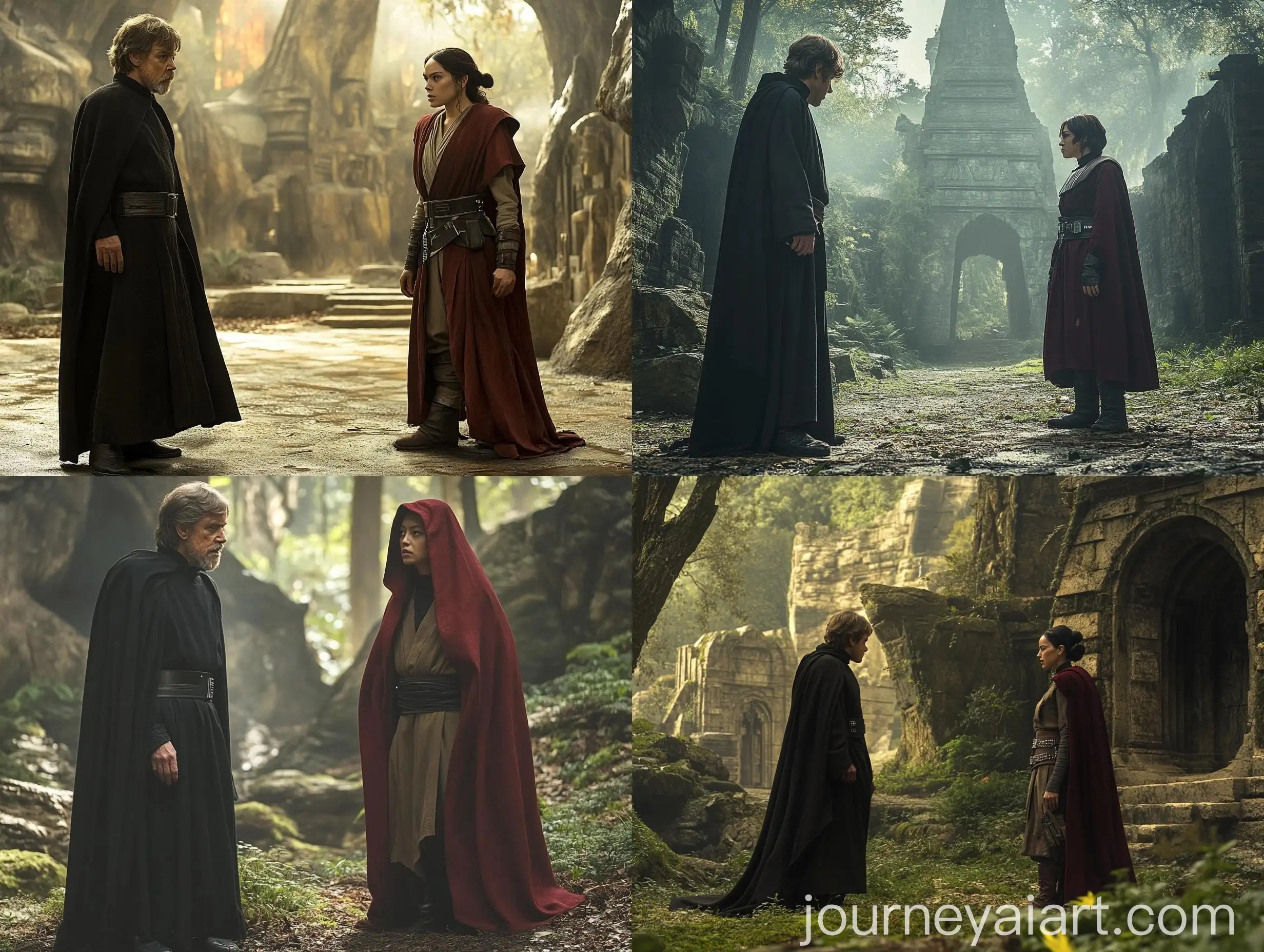 Young-Mark-Hamill-as-Luke-Skywalker-meets-Eman-Esfandi-as-Ezra-Bridger-in-Ancient-Forest-Setting