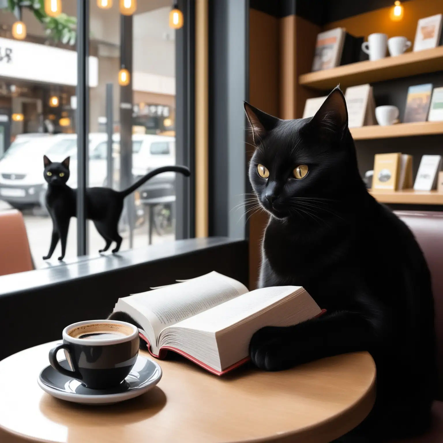 Black-Cat-Reading-Book-in-Coffee-Shop